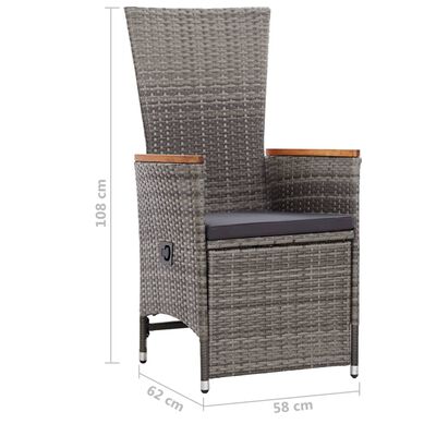 vidaXL 7 Piece Garden Dining Set Poly Rattan Grey, grey vidaXL 7 Piece Garden Dining Set Poly Rattan Grey