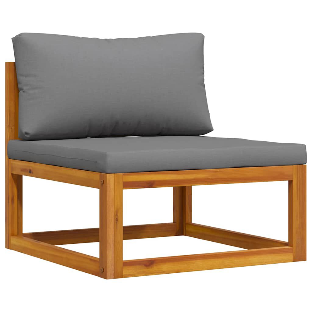 vidaXL 2 Piece Sofa Set with Dark Grey Cushions Solid Acacia Wood, dark grey vidaXL 2 Piece Sofa Set with Dark Grey Cushions Solid Acacia Wood
