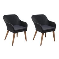 vidaXL Outdoor Chairs with Cushions 2 pcs Poly Rattan Black, black vidaXL Outdoor Chairs with Cushions 2 pcs Poly Rattan Black