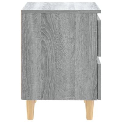 vidaXL Bed Cabinet with Solid Wood Legs Grey Sonoma 40x35x50 cm, grey sonoma vidaXL Bed Cabinet with Solid Wood Legs Grey Sonoma 40x35x50 cm