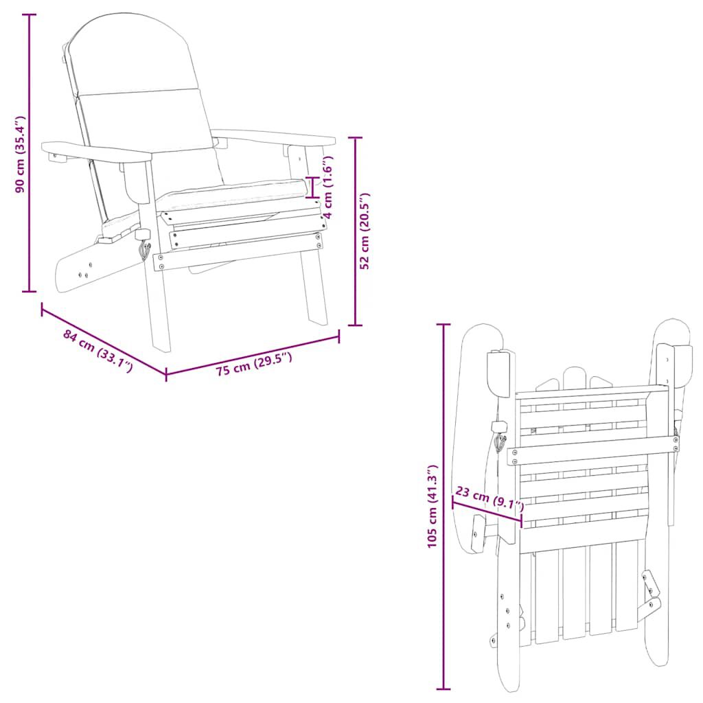 vidaXL Adirondack Garden Chair with Cushions Solid Wood Acacia