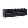 vidaXL Garden Bed with Cushion and Pillow Poly Rattan Black