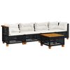 vidaXL 5 Piece Garden Sofa Set with Cushions Black Poly Rattan