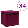 vidaXL Storage Boxes with Covers 4 pcs 28x28x28 cm Dark Red
