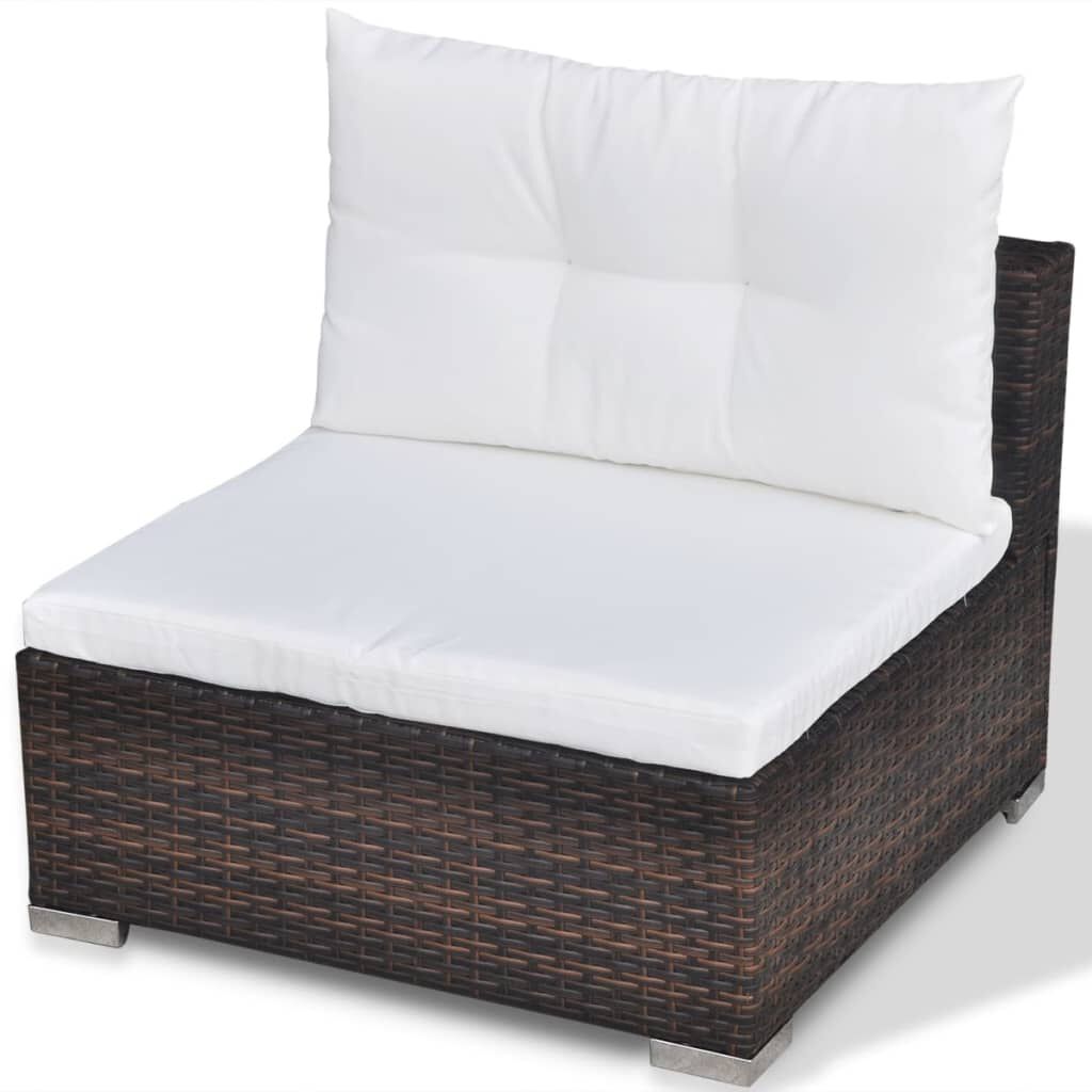 vidaXL 5 Piece Garden Lounge Set with Cushions Poly Rattan Brown