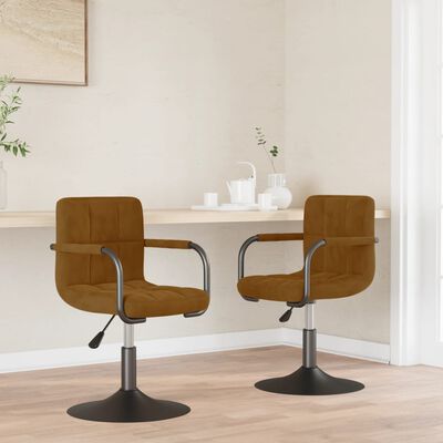 vidaXL Swivel Dining Chairs 2 pcs Brown Velvet, brown vidaXL Swivel Dining Chairs 2 pcs Brown Velvet