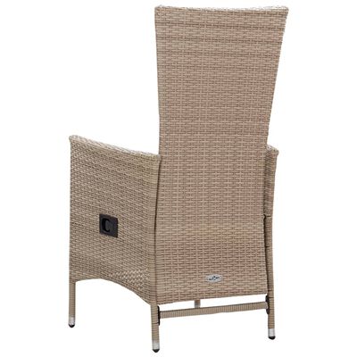 vidaXL 7 Piece Garden Dining Set Poly Rattan Beige