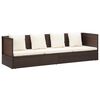 vidaXL Garden Bed with Cushion & Pillows Poly Rattan Brown
