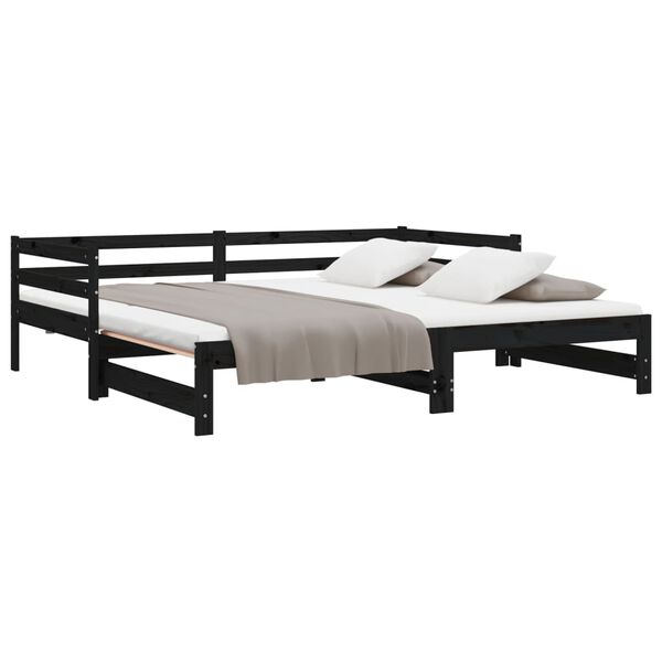 vidaXL Pull-out Day Bed without Mattress Black 2x(90x200)cm