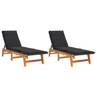 vidaXL Sun Loungers with Cushions 2 pcs Poly Rattan&Solid Wood Acacia,  vidaXL Sun Loungers with Cushions 2 pcs Poly Rattan&Solid Wood Acacia
