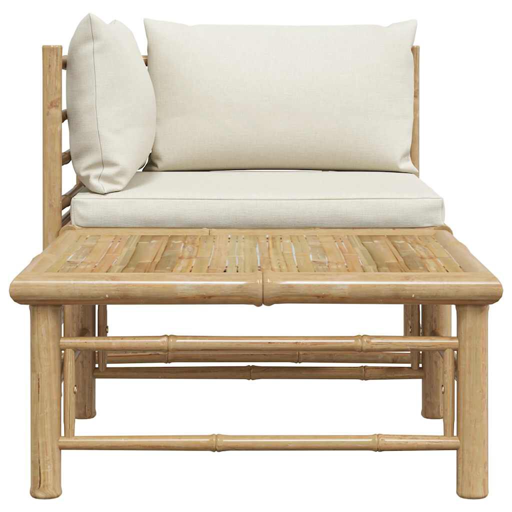vidaXL 2 Piece Garden Lounge Set with Cream White Cushions Bamboo