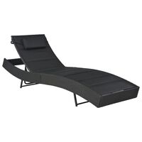vidaXL Sun Lounger Poly Rattan and Textilene Black, black vidaXL Sun Lounger Poly Rattan and Textilene Black
