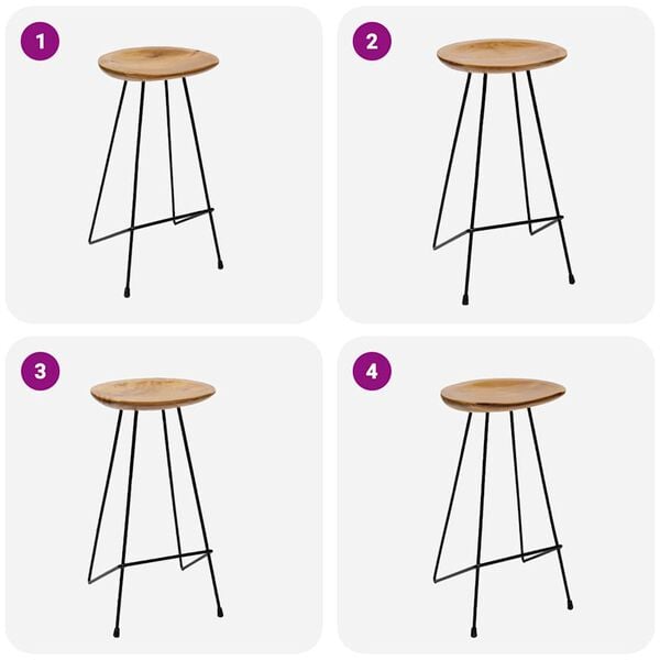 vidaXL Bar Stools 2 pcs Solid Teak Wood