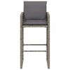 vidaXL Garden Bar Stools with Cushions 2 pcs Grey Poly Rattan