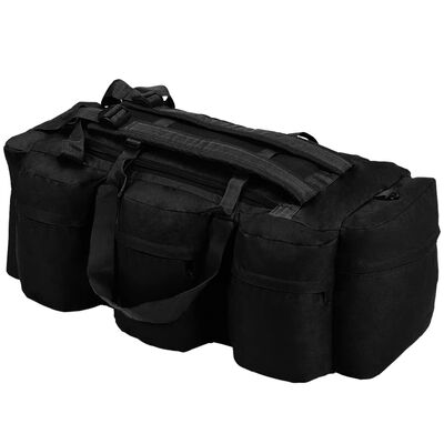 vidaXL 3-in-1 Army-Style Duffel Bag 45 L Black, black vidaXL 3-in-1 Army-Style Duffel Bag 45 L Black