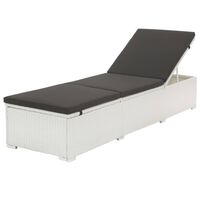 vidaXL Sun Lounger with Cushion Poly Rattan White,  vidaXL Sun Lounger with Cushion Poly Rattan White