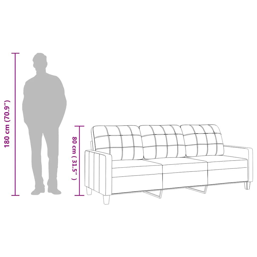 vidaXL 3-Seater Sofa Cream 180 cm Faux Leather