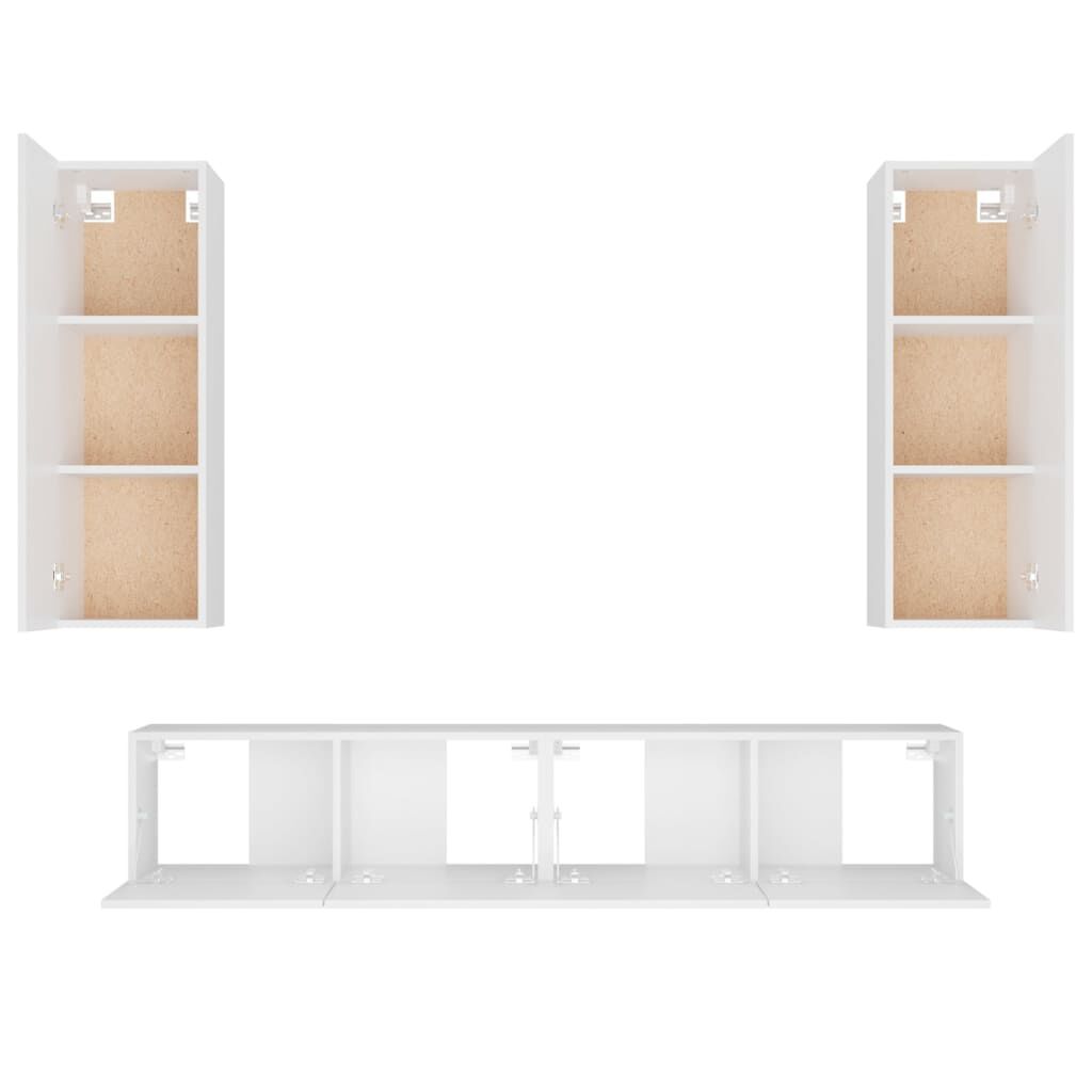 vidaXL 4 Piece TV Cabinet Set White Engineered Wood