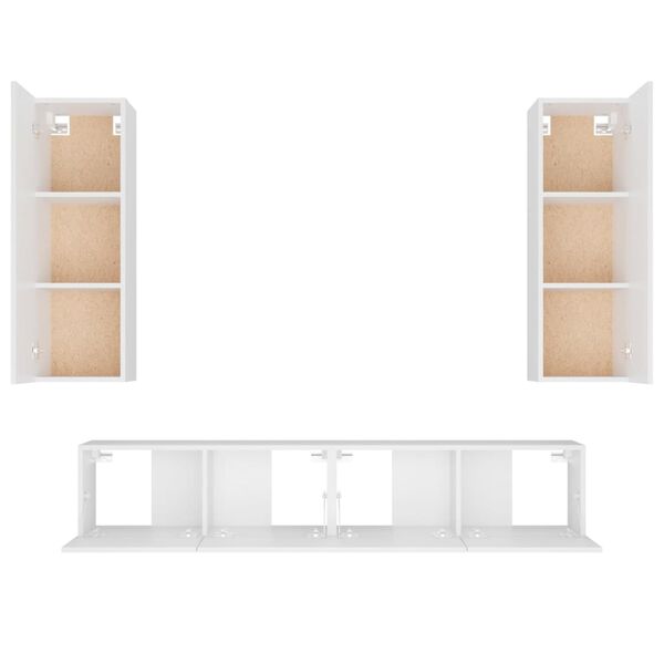 vidaXL 4 Piece TV Cabinet Set White Engineered Wood