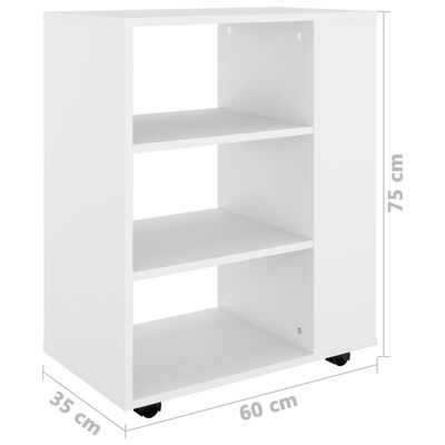 vidaXL Rolling Cabinet White 60x35x75 cm Engineered Wood