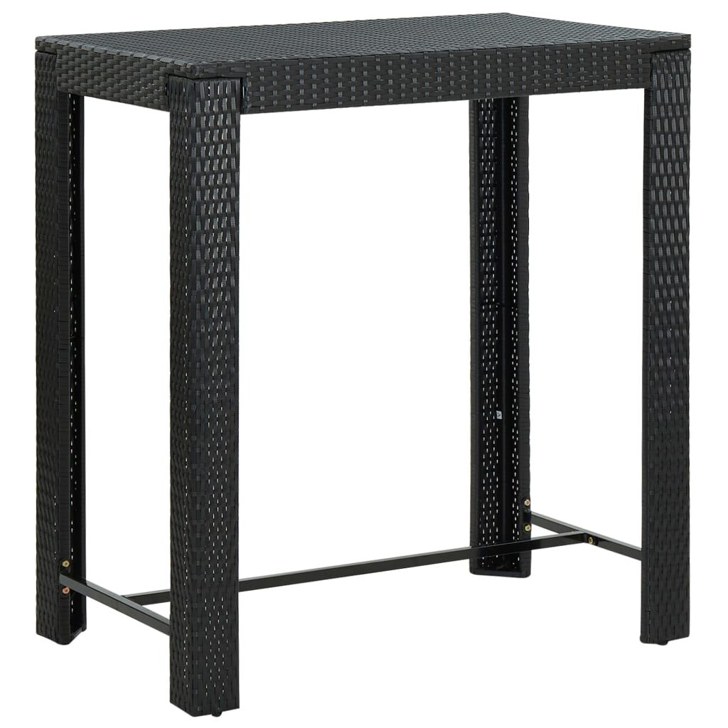 vidaXL 7 Piece Outdoor Bar Set with Cushions Poly Rattan Black