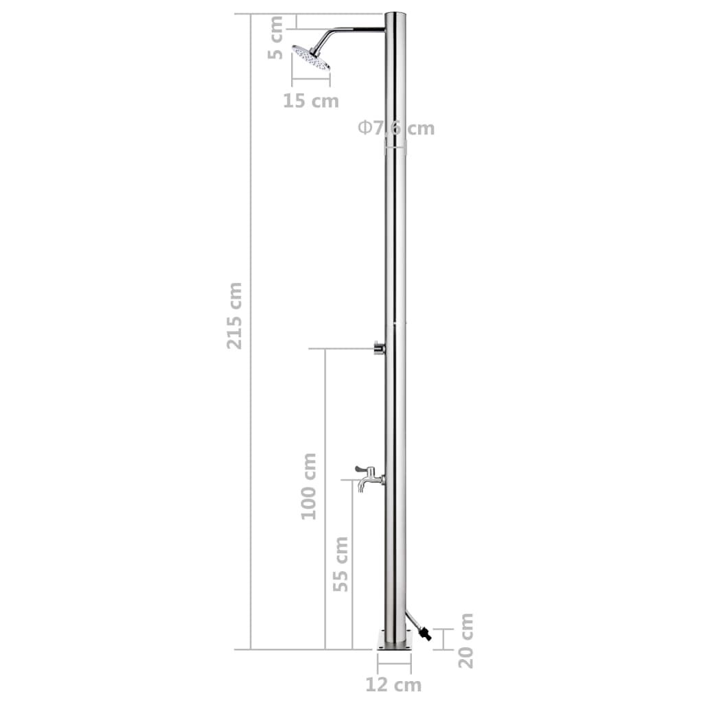 vidaXL Garden Shower 215 cm Stainless Steel