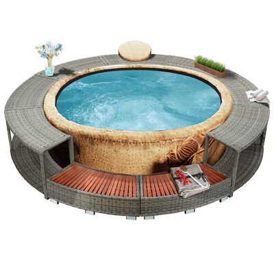 vidaXL Hot Tub Surround Grey Poly Rattan, grey vidaXL Hot Tub Surround Grey Poly Rattan