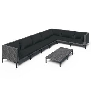 vidaXL 8 Piece Garden Lounge Set with Cushions Poly Rattan Dark Grey