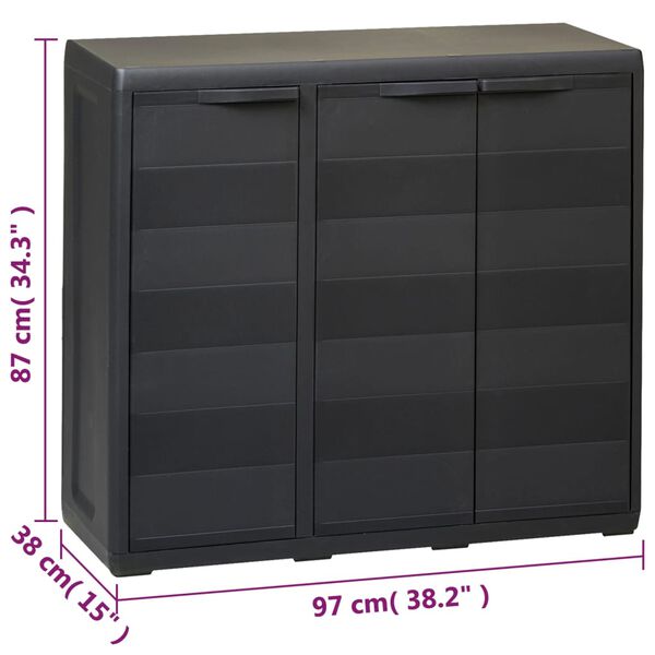 vidaXL Garden Storage Cabinet with 2 Shelves Black