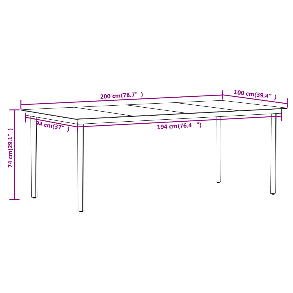 vidaXL 9 Piece Garden Dining Set Black