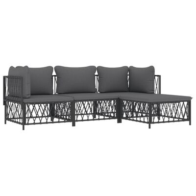 vidaXL 4 Piece Garden Lounge Set with Cushions Anthracite Steel, anthracite vidaXL 4 Piece Garden Lounge Set with Cushions Anthracite Steel