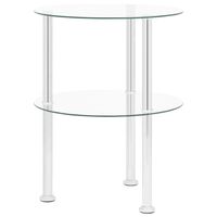 vidaXL 2-Tier Side Table Transparent 38 cm Tempered Glass, transparent vidaXL 2-Tier Side Table Transparent 38 cm Tempered Glass