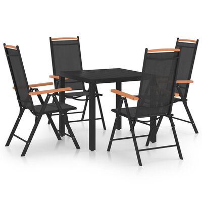 vidaXL 5 Piece Garden Dining Set Aluminium Black, black vidaXL 5 Piece Garden Dining Set Aluminium Black