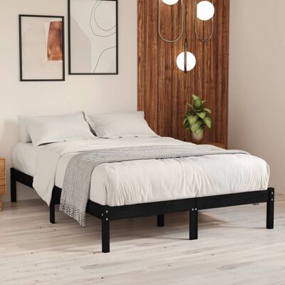 vidaXL Bed Frame without Mattress Black Solid Wood 140x200 cm