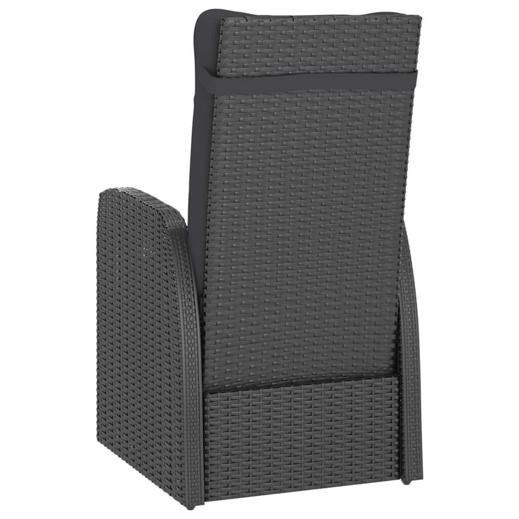 vidaXL 7 Piece Outdoor Dining Set with Cushions Poly Rattan Black