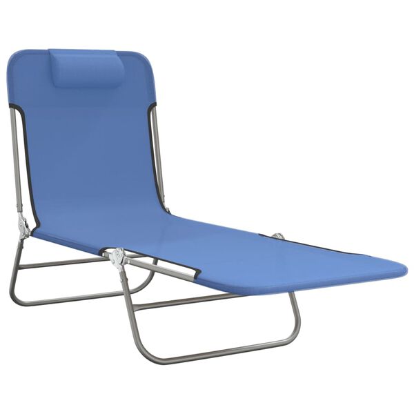 vidaXL Folding Sun Loungers 2 pcs Blue Textilene and Steel