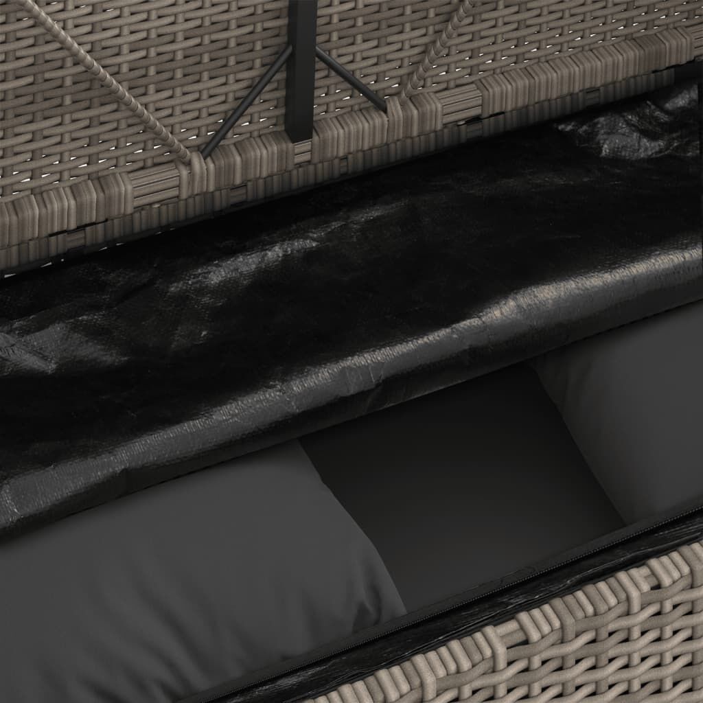 vidaXL Garden Bench with Cushions Grey Poly Rattan