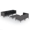 vidaXL 6 Piece Garden Lounge Set with Cushions Poly Rattan Dark Grey