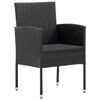 vidaXL Garden Chairs with Black Cushions 4 pcs Black Poly Rattan