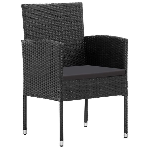 vidaXL Garden Chairs with Black Cushions 4 pcs Black Poly Rattan