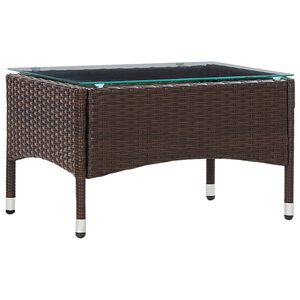 vidaXL Outdoor Table | Brown | PE rattan, Glass | 60x40x36 cm | Durable