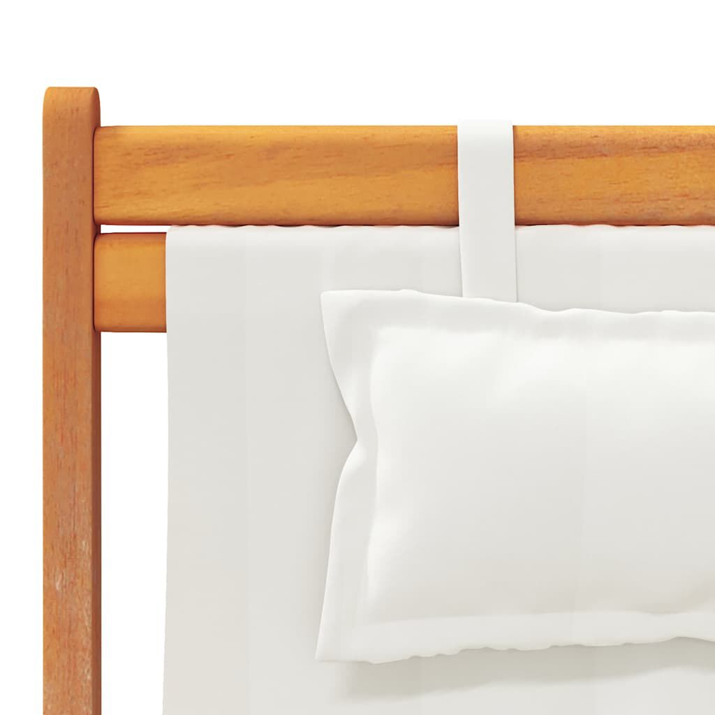 vidaXL Folding Beach Chairs 2 pcs Cream Fabric