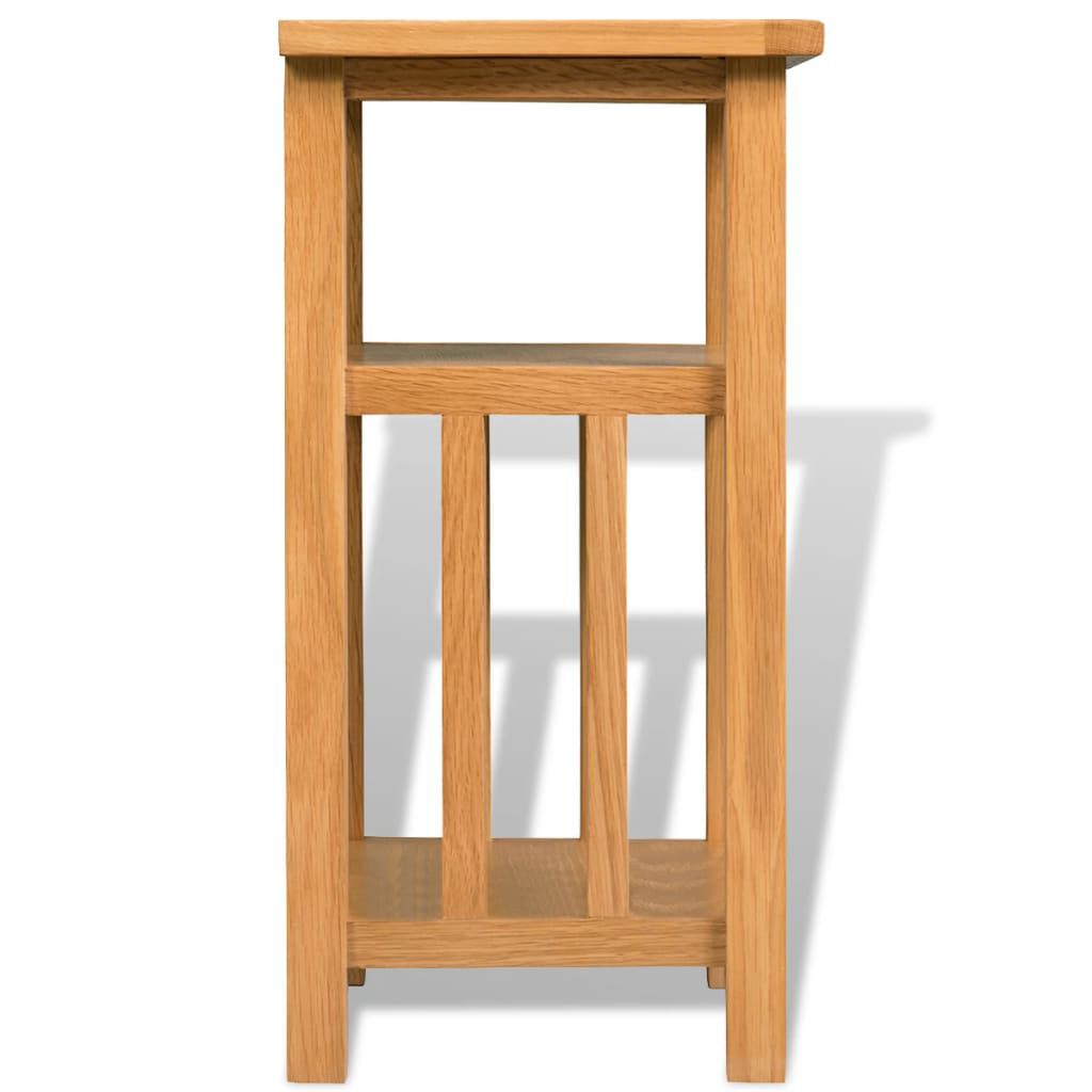 vidaXL End Table with Magazine Shelf 27x35x55 cm Solid Oak Wood