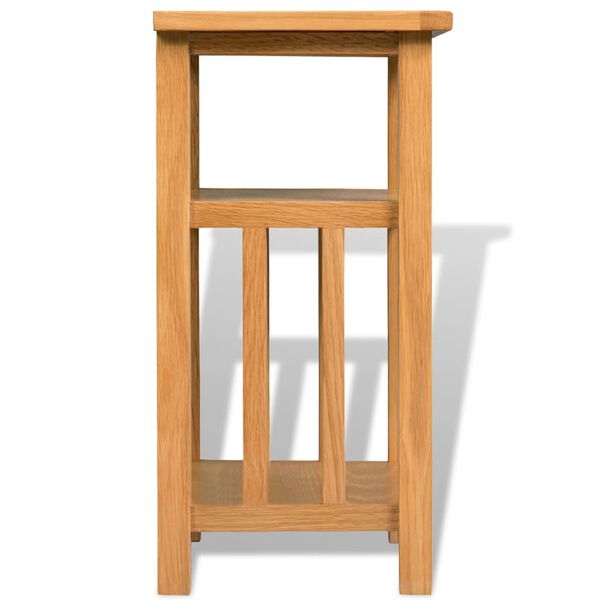 vidaXL End Table with Magazine Shelf 27x35x55 cm Solid Oak Wood