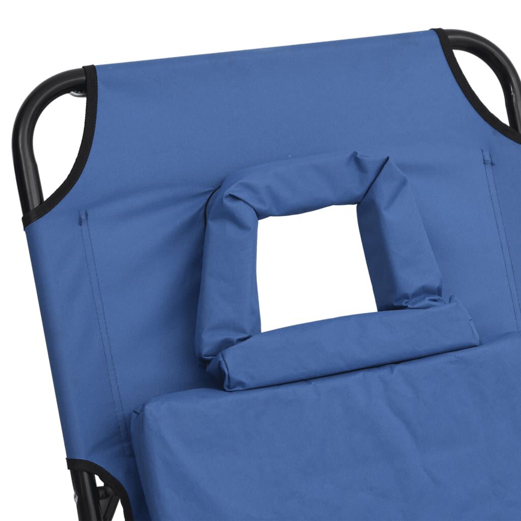 vidaXL Folding Sun Lounger Blue Oxford Fabric&Powder-coated Steel