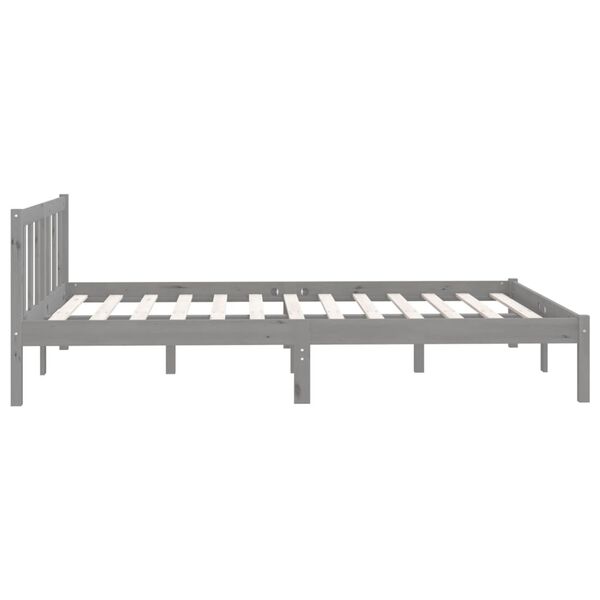 vidaXL Bed Frame without Mattress Grey Solid Wood 140x200 cm