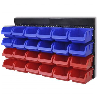 2 pcs Blue & Red Wall Mounted Garage Tool Organiser,  2 pcs Blue & Red Wall Mounted Garage Tool Organiser
