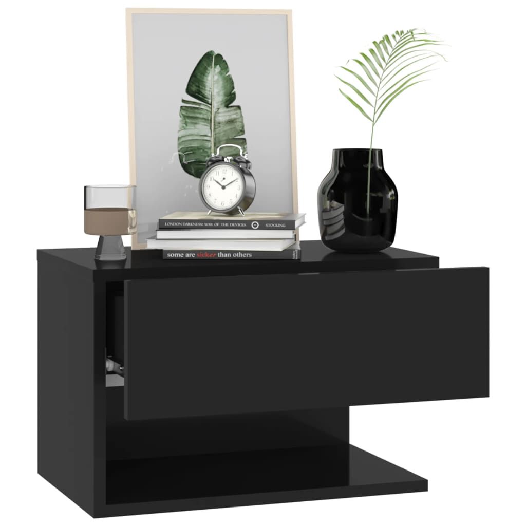 vidaXL Wall-mounted Bedside Cabinets 2 pcs Black