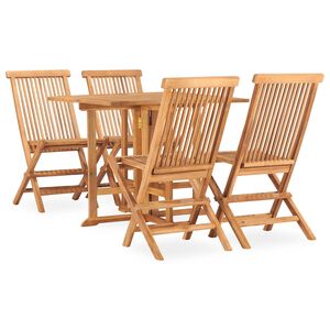 vidaXL Outdoor Dining Set | Natural teak | Teak wood | Medium | Foldable