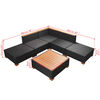 vidaXL 6 Piece Garden Lounge Set with Cushions Poly Rattan Black